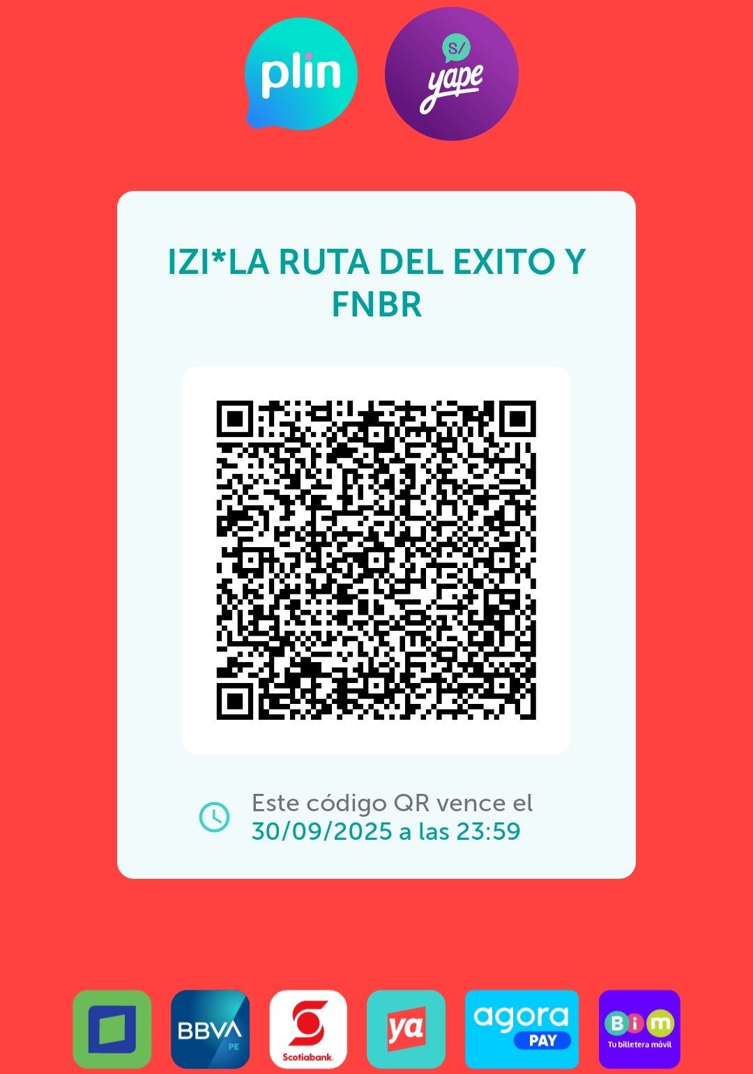 Código QR para pagar con Yape o Plin