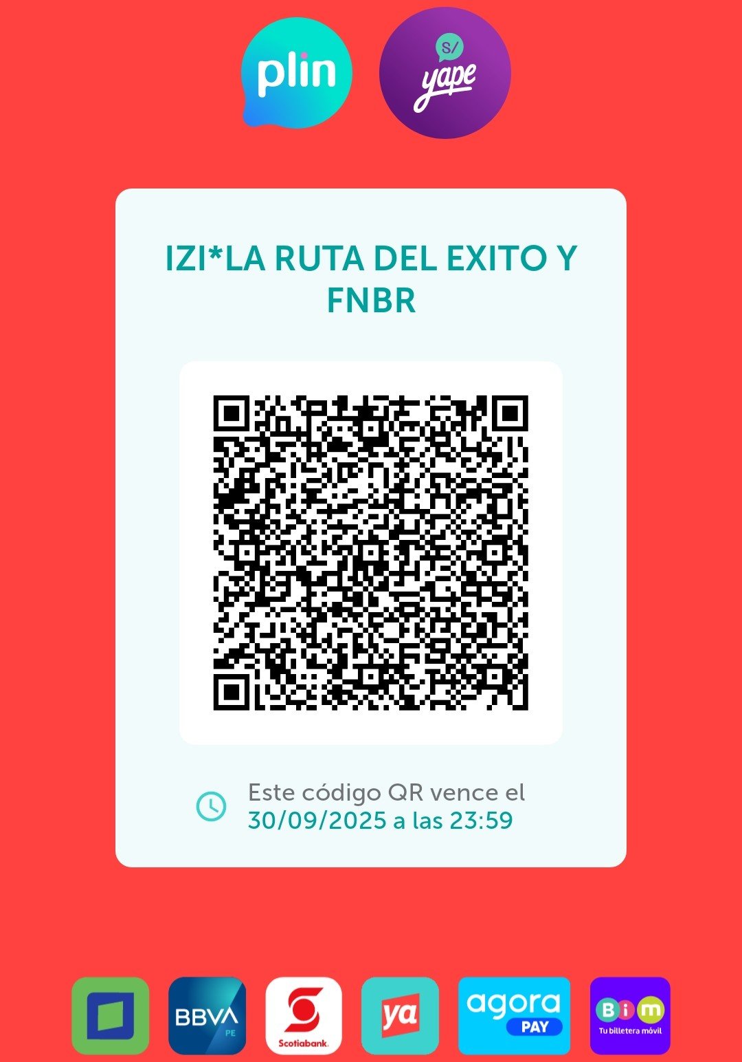 Código QR para pagar con Yape o Plin